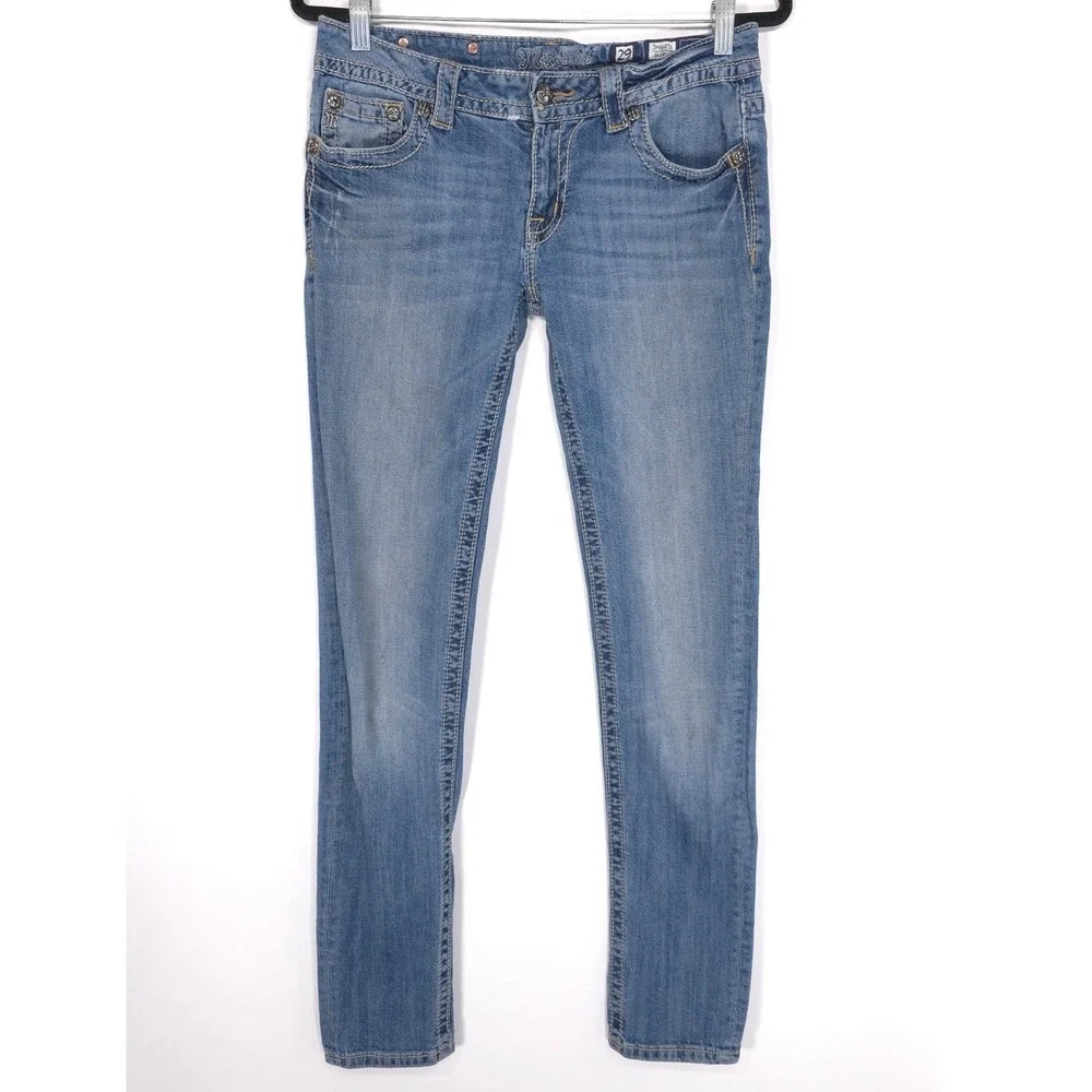 Miss Me Women's Jeans Size 29‎ Skinny Low Rise Embroidered JP5697S Med 103